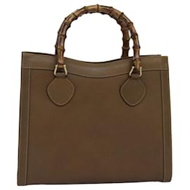 Gucci-GUCCI Bamboo Tote Bag Leather Brown 002 1186 0260 Auth ep4426-Brown