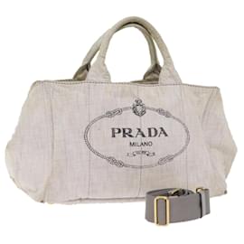 Prada-PRADA Canapa MM Hand Bag Canvas 2way Gray Auth 77360-Grey