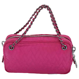 Prada-PRADA Chain Hand Bag Nylon Pink Auth 76979-Pink