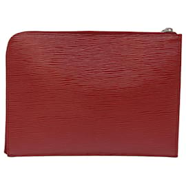 Louis Vuitton-LOUIS VUITTON Epi Pochette Jules PM Clutch Bag Red Car Mine LV Auth 76821-Red,Other