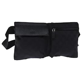 Gucci-GUCCI GG Canvas Waist bag Black Auth ki4520-Black
