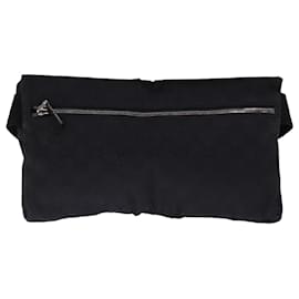 Gucci-GUCCI GG Canvas Waist bag Black Auth ki4520-Black