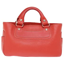 Céline-CELINE Hand Bag Leather Red Auth 77382-Red