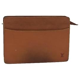 Louis Vuitton-LOUIS VUITTON Epi Pochette Homme Clutch Bag Brown Zipang gold M52528 auth 76449-Brown,Other