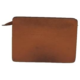 Louis Vuitton-LOUIS VUITTON Epi Pochette Homme Clutch Bag Brown Zipang gold M52528 auth 76449-Brown,Other