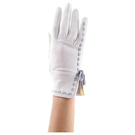 Hermès-Leather gloves-White