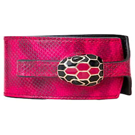 Bulgari-Bulgari Serpenti Forever Leather Cuff Bracelet-Pink