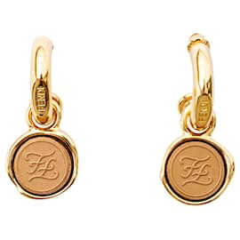 Fendi-Fendi Karligraphy Drop Earrings-Golden