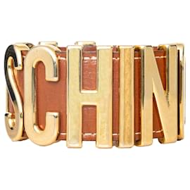 Moschino-Moschino Logo Cuff Bracelet-Brown