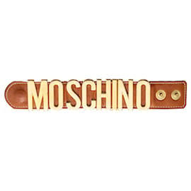 Moschino-Moschino Logo Cuff Bracelet-Brown