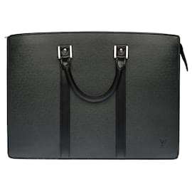 Louis Vuitton-Sac LOUIS VUITTON Plat en Cuir Noir - 100147-Noir