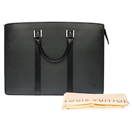 Louis Vuitton-Sac LOUIS VUITTON Plat en Cuir Noir - 100147-Noir