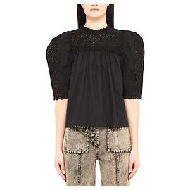 Blusa de algodón bordada Ulla Johnson Yvonne Negro