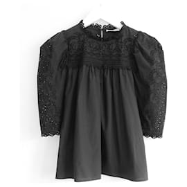 Ulla Johnson-Ulla Johnson Yvonne embroidered cotton blouse-Black