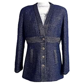Chanel-Veste en tweed avec boutons Gripoix de Paris / Égypte-Bleu Marine