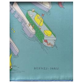 Hermès-Carrés-Rose,Vert,Bleu clair