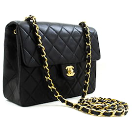 Chanel-CHANEL Mini Square Small Chain Shoulder Bag Crossbody Black Lamb-Black