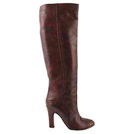 Bottega Veneta-Leather boots-Dark red