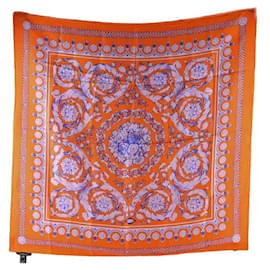 Versace-Silk square scarf-Orange