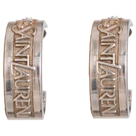 Yves Saint Laurent-Yves Saint Laurent Vintage Namesake Hoop Earrings-Silvery