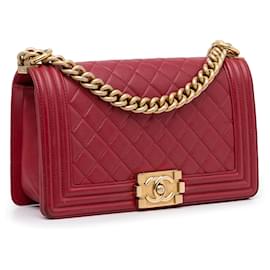 Chanel-Sac garçon moyen Chanel rouge-Rouge