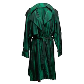 Autre Marque-Vintage Dark Green Farinae Iridescent Trench Coat Size US S/M-Green