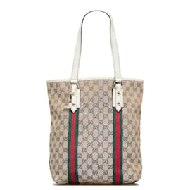 Gucci-Brown Gucci GG Canvas Jolicoeur Tote-Brown