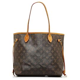 Louis Vuitton-Brown Louis Vuitton Monogram Neverfull MM Tote Bag-Brown