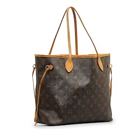 Louis Vuitton-Brown Louis Vuitton Monogram Neverfull MM Tote Bag-Brown