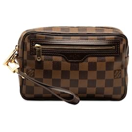 Louis Vuitton-Brown Louis Vuitton Damier Ebene Pochette Billets Macao Clutch Bag-Marron