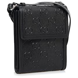 Gucci-Black Gucci GG Embossed Perforated Messenger Bag-Black