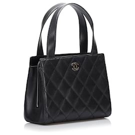 Chanel-Sac à main en cuir d'agneau Chanel noir-Noir