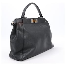 Fendi-Fendi Peekaboo Sac à main en cuir régulier en noir 8BN226-Noir