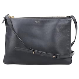 Céline-Grand sac à bandoulière Celine Trio en noir-Noir