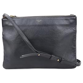 Céline-Grand sac à bandoulière Celine Trio en noir-Noir