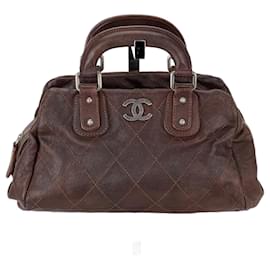 Chanel-CHANEL Outdoor Ligne Doctor Bag Marron matelassé Caviar Petit sac à main d'occasion-Marron