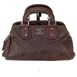 Chanel-CHANEL Outdoor Ligne Doctor Bag Brown Quilted Caviar Small Handbag Preowned-Brown