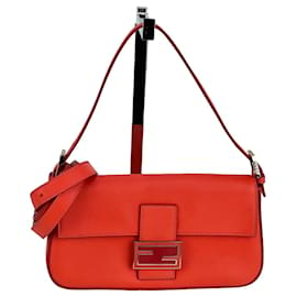 Fendi-Fendi Vitello Baguette Papavero Sac à main bandoulière-Rouge