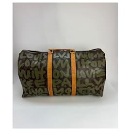 Louis Vuitton-LOUIS VUITTON Keepall 50 Monogram Graffiti Green Duffle Bag-Green