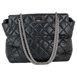 Chanel-Chanel 2.55 Reissue Aged calf leather Black Tote Bag-Black