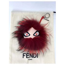 Chaveiro de couro Fendi Red Fur Bag Bugs / Bag charm Vermelho