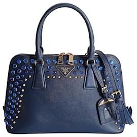 Prada-Prada Bijoux shoulder bag in blue Saffiano leather-Blue