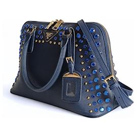 Prada-Prada Bijoux shoulder bag in blue Saffiano leather-Blue