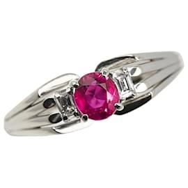 & Other Stories-LuxUness Platinum Ruby Diamond Ring  Metal Ring in Excellent condition-Silvery