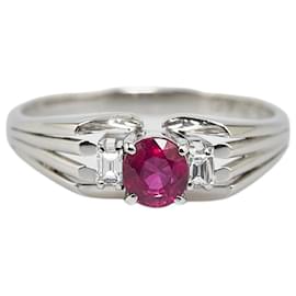 & Other Stories-Pt900 Platinum Ruby 0.46ct Diamond 0.08ct Ring in Excellent Condition-Silvery