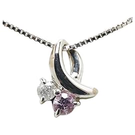 & Other Stories-LuxUness 14K Sapphire Diamond Necklace Metal Necklace in Excellent condition-Silvery