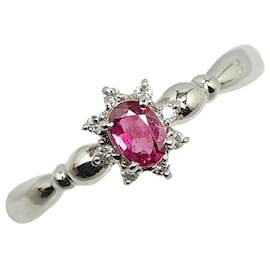 & Other Stories-LuxUness Platinum Ruby Diamond Ring  Metal Ring in Excellent condition-Silvery