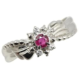 & Other Stories-LuxUness Platinum Ruby Diamond Ring  Metal Ring in Excellent condition-Silvery