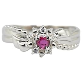 & Other Stories-LuxUness Platinum Ruby Diamond Ring  Metal Ring in Excellent condition-Silvery