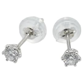 & Other Stories-LuxUness Platinum Diamond Stud Earrings Metal Earrings in Excellent condition-Silvery